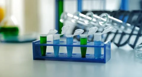 Micro tubes with biological samples in laboratory for DNA analysis Stock Photos