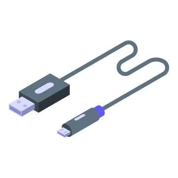 Micro usb cable charger icon, isometric style Stock Illustration