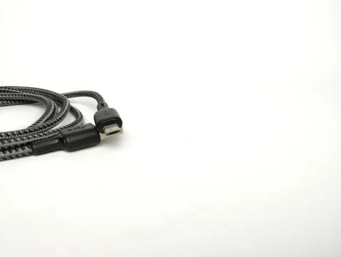 Micro USB Cable isolated on white background Stock Photos