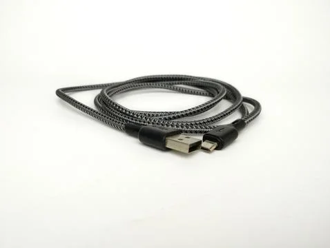 Micro USB Cable isolated on white background Stock Photos