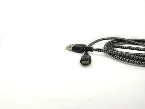 Micro USB Cable isolated on white background Stock Photos