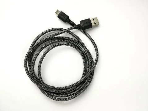 Micro USB Cable isolated on white background Stock Photos