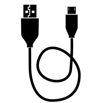 Micro usb cable on white background. usb cable sign. flat style. Stock Illustration