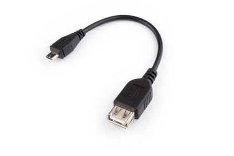 Micro usb cable on white background Stock Photos