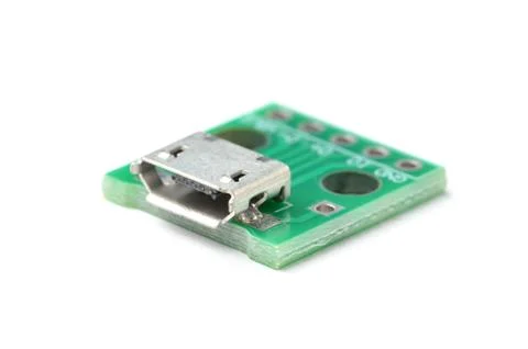 Micro USB female connector module, isolated on white background. Stock Photos