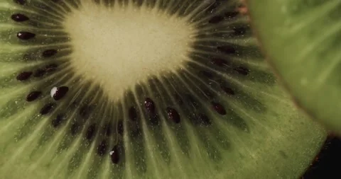 Micro video of close up of kiwi fruit slices with copy space Stock Footage 331246526