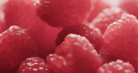 Micro video of close up of raspberries with copy space Stock Footage 248753594