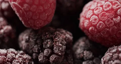 Micro video of close up of raspberries with copy space Video stock 248753597
