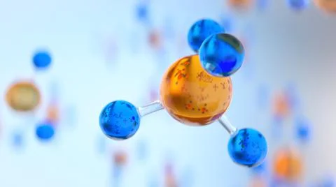 Micro view of molecule model. Science or medical background with molecules an Illustrazione stock