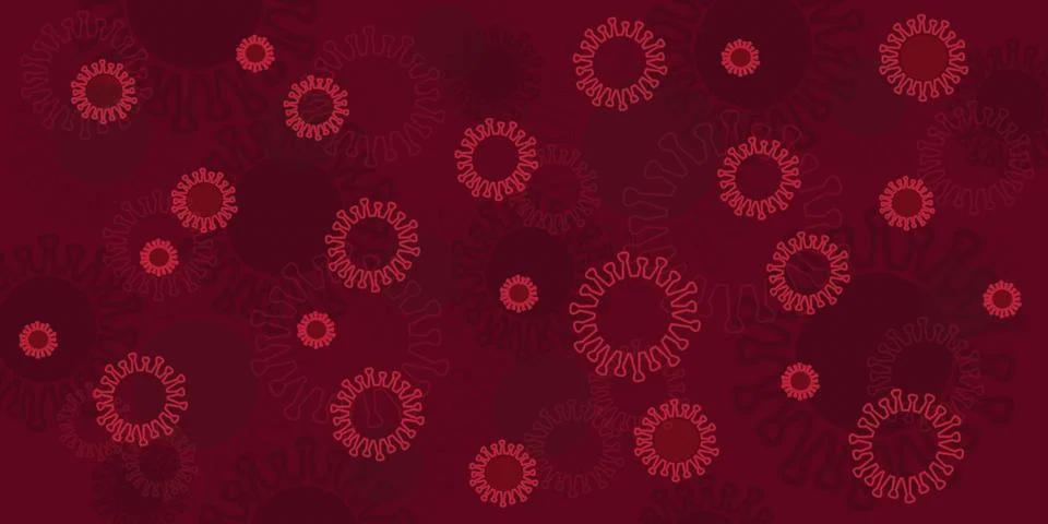 Micro Virus cell cartoon in microscope  are floating in the air. A concept of Stock Illustration