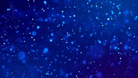 Micro world. Glow blue particles on blue background are hanging in air for 스톡 일러스트