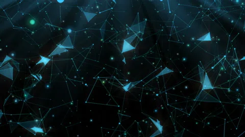 Microaction.Abstract futuristic, polygonal space with a dark background with Stock Footage 96539461