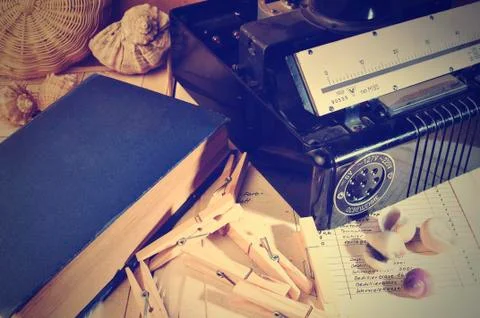 Microammeter with book Stock Photos