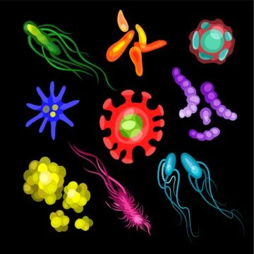 Microbe and pathogen, virus pattern microbes bacteria vector illustration Stock Illustration