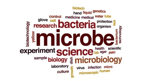 Microbe animated word cloud, text design animation. Stock Footage