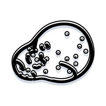 Microbe bacteria cell biology outline doodle rendering Illustrazione stock
