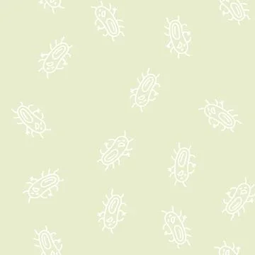 Microbe bacteria virus line seamless pattern Stock Illustration