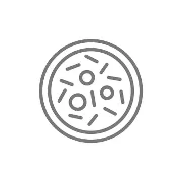Microbe, bacteria, virus in petri dish line icon. イラスト素材
