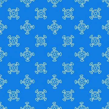 Microbe Bioengineering vector concept line blue seamless pattern Illustrazione stock