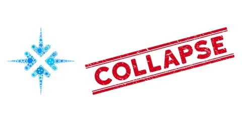 Microbe Collage Impact Arrows Icon and Textured Collapse Stamp with Lines Illustrazione stock
