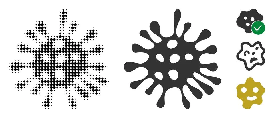 Microbe Halftone and Solid Icon Stock Illustration