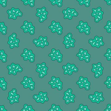Microbe or Virus Bacteria vector green seamless pattern Stock Illustration