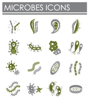 Microbe related icons set on background for graphic and web design. Creative Stock Illustration