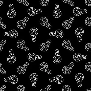 Microbe vector concept linear dark seamless pattern Stock Illustration