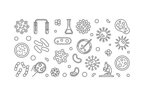 Microbe vector illustration made with bacterias and microbes ico Stock Illustration