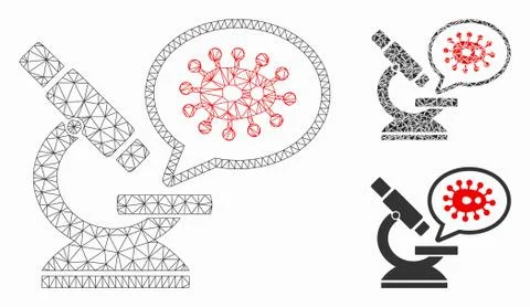 Microbe Zooming Vector Mesh 2D Model and Triangle Mosaic Icon Stock Illustration