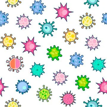 Microbes and pathogen. Seamless pattern. 스톡 일러스트