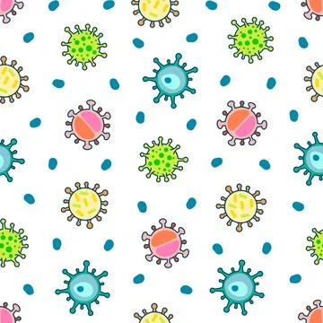 Microbes and pathogen. Seamless pattern. 스톡 일러스트