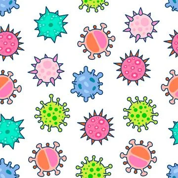 Microbes and pathogen. Seamless pattern. Stockillustratie