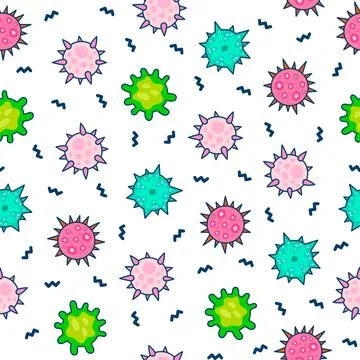 Microbes and pathogen. Seamless pattern. Stockillustratie