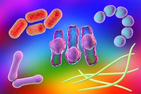 Microbes of different shapes Illustrazione stock