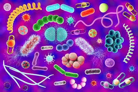 Microbes of different shapes Illustrazione stock