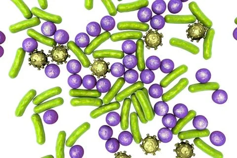 Microbes of different shapes Stock Illustration