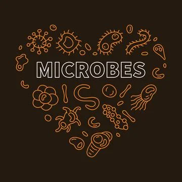 Microbes Heart vector Science concept thin line heart-shaped banner Stock Illustration