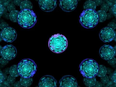 Microbes isolated on black background, 3D illustration Stock Illustration