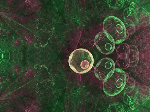 Microbes isolated on black background, 3D illustration Illustrazione stock