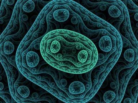 Microbes isolated on black background, 3D illustration Illustrazione stock