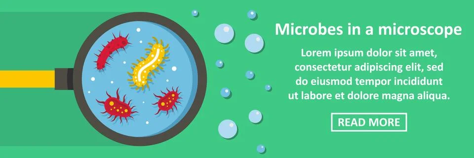Microbes in a microscope banner horizontal concept Stock Illustration