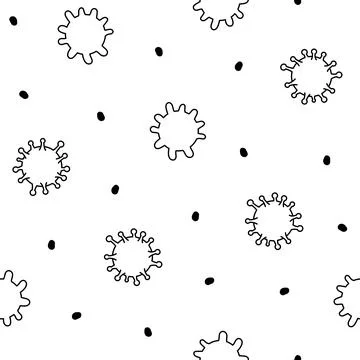 Microbes. Seamless pattern. Coloring book 스톡 일러스트