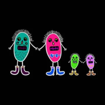 Microbes seamless pattern. 스톡 일러스트