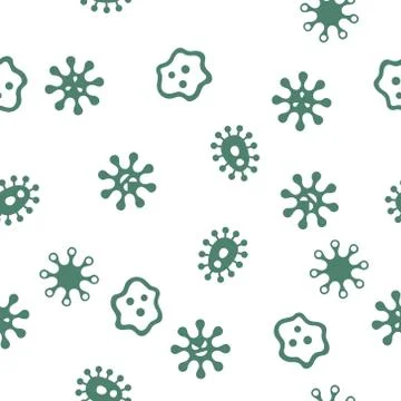 Microbes Seamless Seamless Flat Vector Pattern 스톡 일러스트