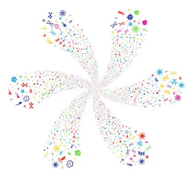 Microbes Twirl Flower Cluster 스톡 일러스트