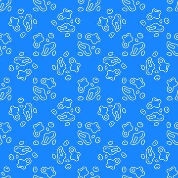 Microbes vector concept blue thin line seamless pattern 스톡 일러스트