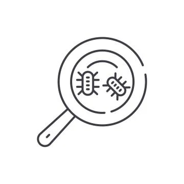 Microbial analysis line icon concept. Microbial analysis vector linear Stock Illustration
