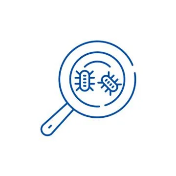Microbial analysis line icon concept. Microbial analysis flat vector symbol Stock Illustration