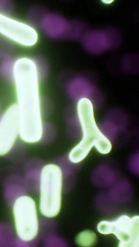 Microbial cells under a microscope in a lab setting at night Stock Footage 333567479